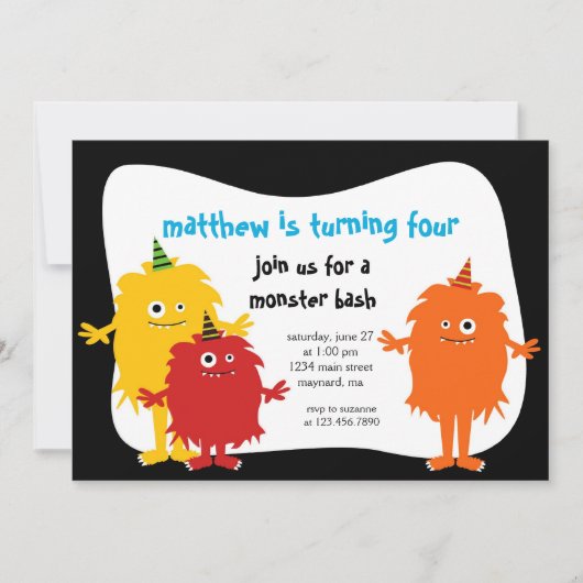 Little Monsters Birthday Invitation Kaart (Voorkant)