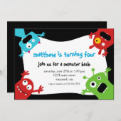 Little Monsters Birthday Invitation Kaart (Voorkant / Achterkant)