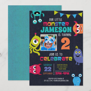 Little Monsters Birthday Party Invitation Kaart