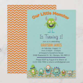 Little Monsters Birthday Party Invitation Kaart