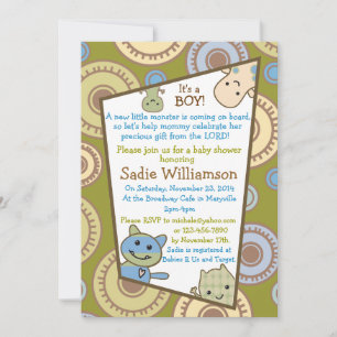Little Monsters Christelijk Baby shower Invitation Kaart