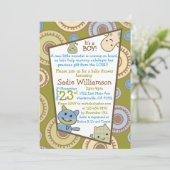 Little Monsters Christelijk Baby shower Invitation Kaart (Staand voorkant)