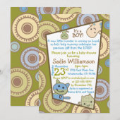 Little Monsters Christelijk Baby shower Invitation Kaart (Voorkant / Achterkant)