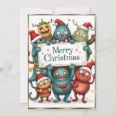 Little Monsters Kerstfeest erg leuk feest 2 Kaart (Achterkant)