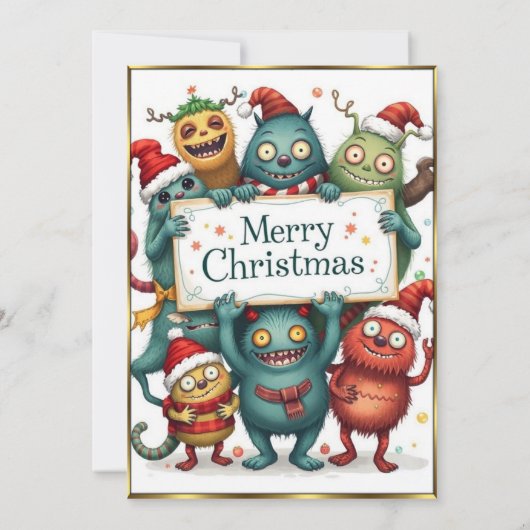 Little Monsters Kerstfeest erg leuk feest 2 Kaart (Achterkant)