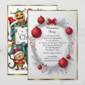 Little Monsters Kerstfeest erg leuk feest 2 Kaart (Voorkant / Achterkant)