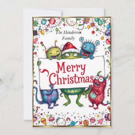 Little Monsters Kerstfeest erg leuk Kaart (Achterkant)