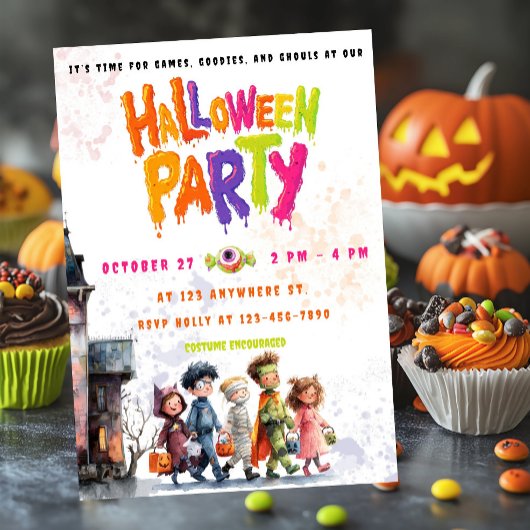 Little Monsters' Night Out Invitation Flat Kaart