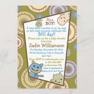 Little Monsters Peeking Baby shower Invitation Kaart