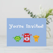 Little Monsters Personalized Party Invitation Kaart (Staand voorkant)