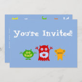 Little Monsters Personalized Party Invitation Kaart (Voorkant / Achterkant)