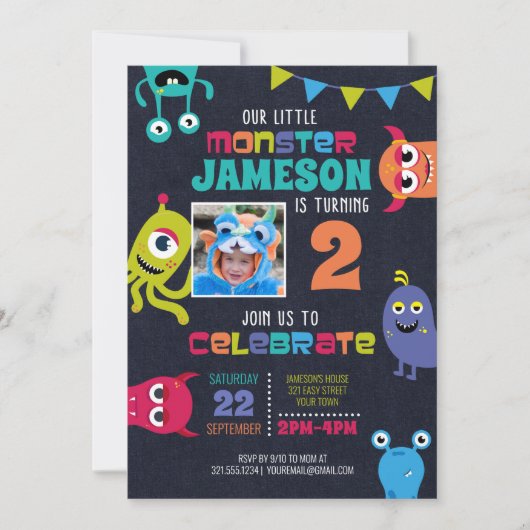 Little Monsters verjaardagsfeestje uitnodiging (Voorkant)