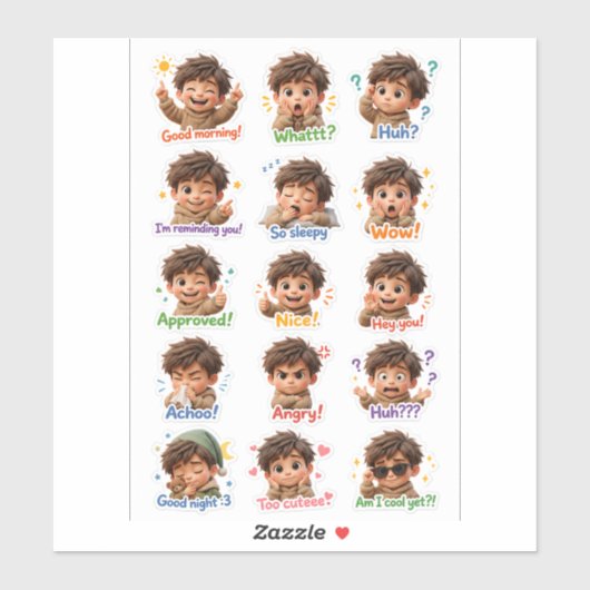 Little Moodster – Cute Chibi Jongen Sticker Pack (Vel)