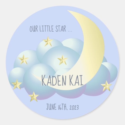 Little Moon and Stars Classic Round Sticker (Voorkant)