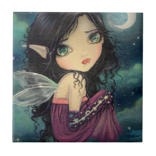 Little Moon Big-Eye Fairy Fantasy Art Tegeltje
