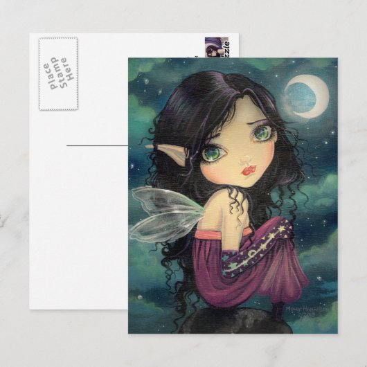 Little Moon Gothic Big-Eye Fairy Art Briefkaart (Voorkant / Achterkant)