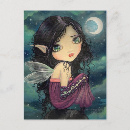Little Moon Gothic Big-Eye Fairy Art Briefkaart (Voorkant)
