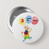 'Little Mouse' 3e verjaardag knop Ronde Button 7,6 Cm (Voorkant /achterkant)