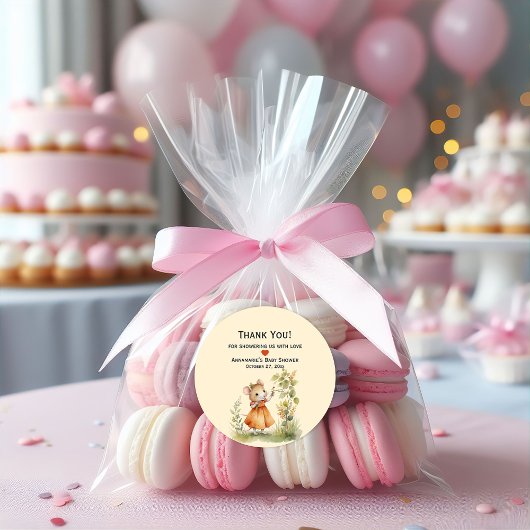 Little Mouse Baby Girl Baby shower | Ronde Sticker