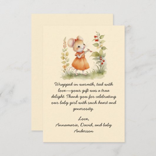 Little Mouse Baby shower Dank je wel (Voorkant / Achterkant)