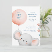 Little Mouse Blush & Blue 1e verjaardagsfeestje Kaart (Staand voorkant)