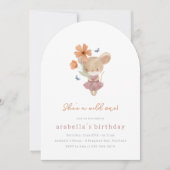 Little Mouse Wild One Boho Wildflower 1e verjaarda Kaart (Voorkant)