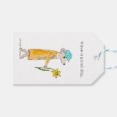 Little Mouse With Daffodil Cadeaulabel (Voorkant (Horizontaal))