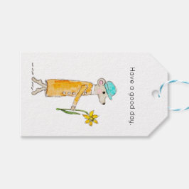 Little Mouse With Daffodil Cadeaulabel