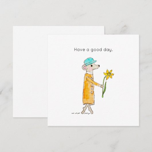 Little Mouse With Daffodil Feestdagenkaart (Voorkant / Achterkant)