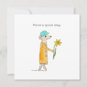 Little Mouse With Daffodil Feestdagenkaart (Voorkant)