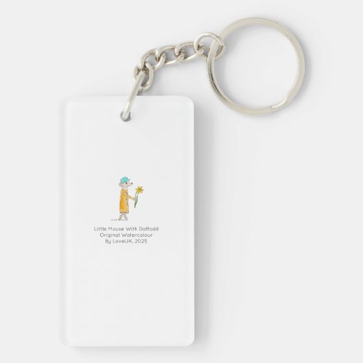 Little Mouse With Daffodil Sleutelhanger (achterkant)