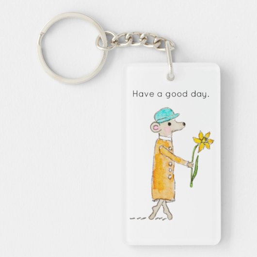 Little Mouse With Daffodil Sleutelhanger (Voorkant)