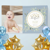 Little Mr. ONEderful Blue Boy Eerste Verjaardag Fo Spandoek