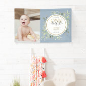 Little Mr. ONEderful Blue Boy Eerste Verjaardag Fo Spandoek (Insitu)