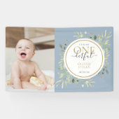 Little Mr. ONEderful Blue Boy Eerste Verjaardag Fo Spandoek (Horizontaal)