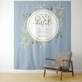 Little Mr. ONEderful Eerste Verjaardag Blauwe Foto Wandkleed (In situ)