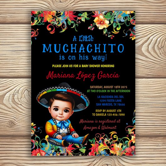 Little Muchachito Charro Fiesta Baby shower Kaart