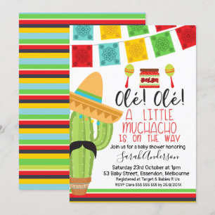 Little Muchacho Fiesta Baby shower Invitation Kaart