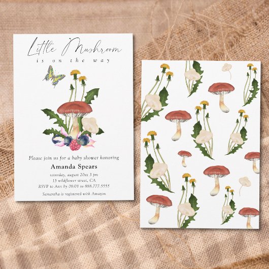 Little Mushroom Baby shower Kaart