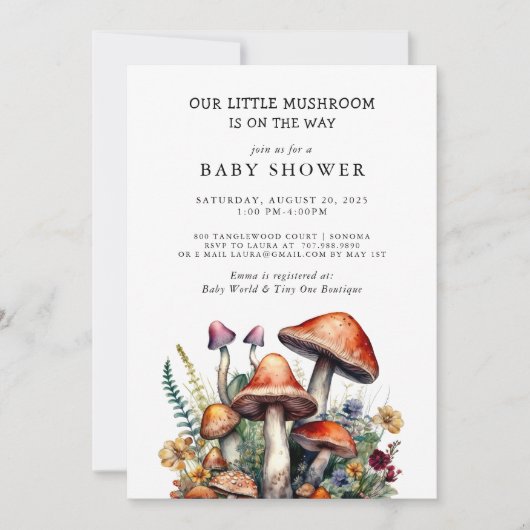 Little Mushroom Baby shower Kaart (Voorkant)