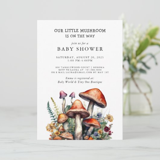 Little Mushroom Baby shower Kaart (Staand voorkant)