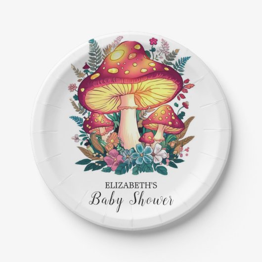 Little Mushroom Baby shower Papieren Bordje (Voorkant)
