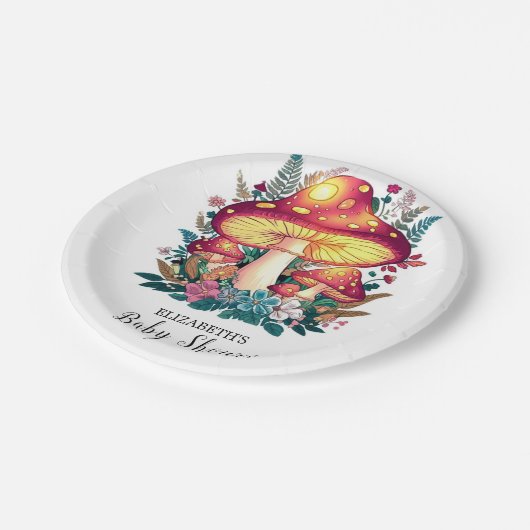  Little Mushroom Baby shower Papieren Bordje (Gekanteld)