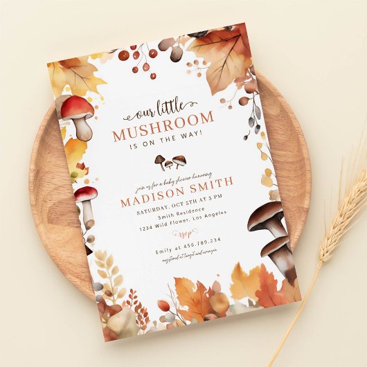 Little Mushroom Boho Autumn Baby shower Kaart