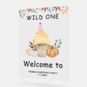 Little Mushroom eerste verjaardagsfeestje Acryl Bord (Hoek)