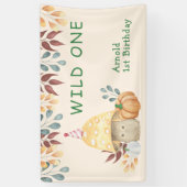 Little Mushroom eerste verjaardagsfeestje Spandoek (Verticaal)