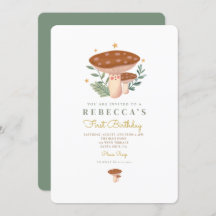 Little Mushroom First Birthday Invitation