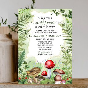 Little Mushroom Forest varens rustiek Baby shower Kaart