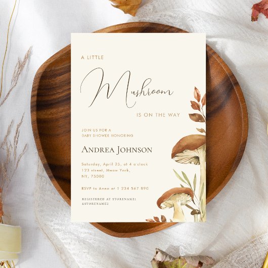 Little Mushroom Forest Woodland Boy Baby shower Kaart