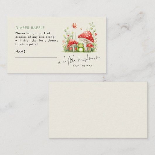 Little Mushroom Frog Diaper Raffle Baby shower Informatiekaartje (Voorkant / Achterkant)